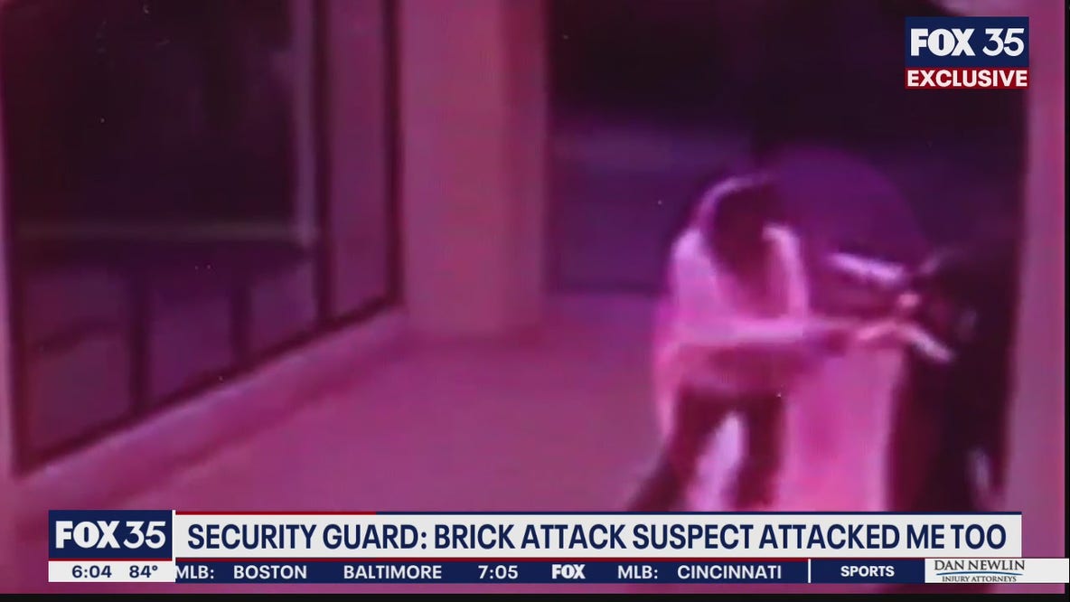 Security guard: Brick attack suspect attacked me too